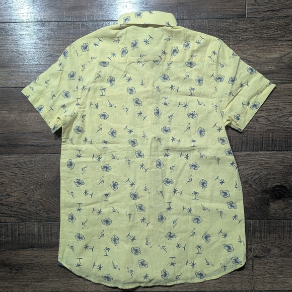 Bruno Milano Mens Short Sleeve Shirt Button Up Small NWT Yellow Flamingos Trees - Picture 10 of 16